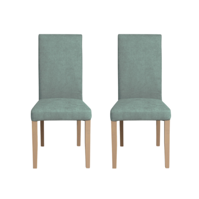 Set 2 scaune living TEO, picioare lemn natur, stofa mint, 46x60x98 cm