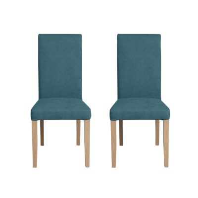 Set 2 scaune living TEO, picioare lemn natur, stofa turcoaz, 46x60x98 cm