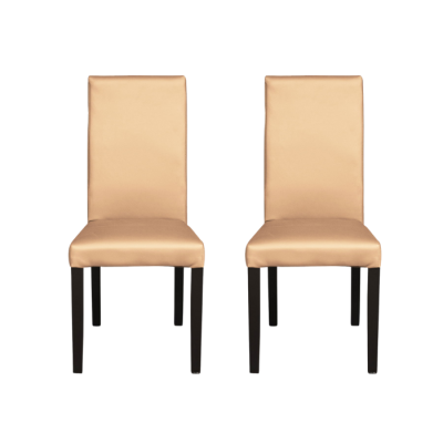 Set 2 scaune living TEO, picioare lemn wenge, piele ecologica bej, 46x60x98 cm