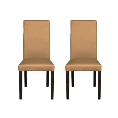 Set 2 scaune living TEO, picioare lemn wenge, piele ecologica bej inchis, 46x60x98 cm