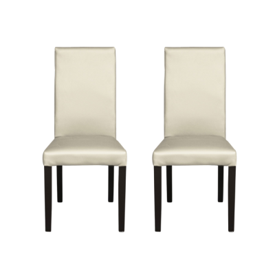 Set 2 scaune living TEO, picioare lemn wenge, piele ecologica crem, 46x60x98 cm