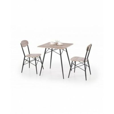 Set masă Kabir cu 2 scaune, design modern și compact, PAL melaminat, 110x70x75 cm, stejar