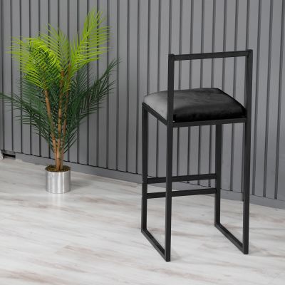 Taburet de bar, Hanah Home, metal, negru, 35x35x84 cm