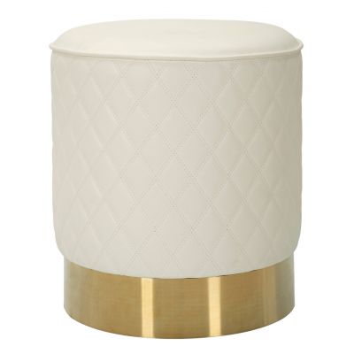 Taburet Sharon, Mauro Ferretti, 36x36x39 cm, piele ecologica/lemn de pin/metal, alb/auriu