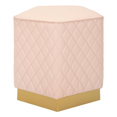 Taburet Sharon, Mauro Ferretti, 38x38x38 cm, piele ecologica/lemn de pin/metal, roz/auriu