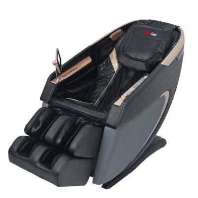 Fotoliu masaj VD-A073 Negru cu functie vocala, încălzire, bluetooth, 6 brate mecanice cu role 3D, airbag corp complet, LED touch, Șină SL lungă