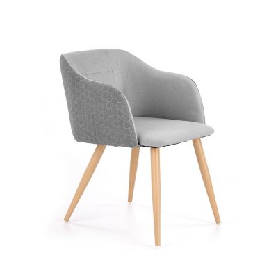 Fotoliu sufragerie, stil scandinav, cadru metalic, tapiterie textila, gri