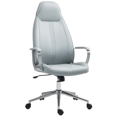 HOMCOM Fotoliu birou fauteuil de birou înălțime reglabilă funcție de balans cu rotile pivotante 68 x 65 x 119-128,5 cm gri | Aosom Romania