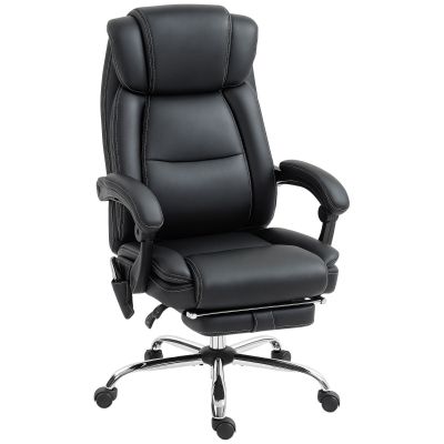 HOMCOM Fotoliu de birou cu masaj și încălzire scaun de birou cu înălțime reglabilă spătar înclinabil 67x72x111-119cm negru | Aosom Romania