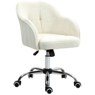 HOMCOM Scaun de birou, fauteuil de birou ergonomic, înălțime reglabilă, șezut și spătar umplute, crem | Aosom Romania