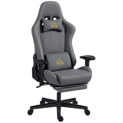 HOMCOM Scaun gaming ergonomic, fotoliu gamer cu cotiere 3D, spătar înclinabil, înălțime reglabilă, 72x76x132cm, gri | Aosom Romania
