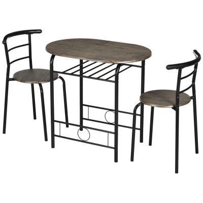 HOMCOM Set bistrou 3 piese, 1 masă, 2 scaune, 80 cm x 53 cm x 74,5 cm, Negru | Aosom Romania