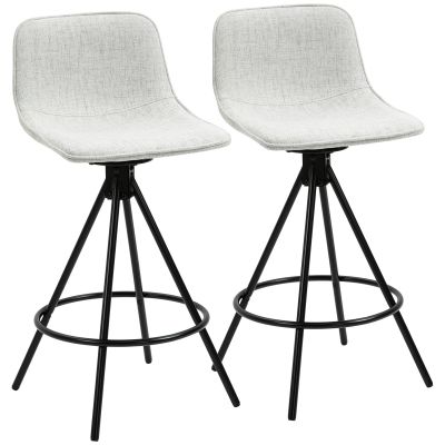 HOMCOM Set de 2 Taburete Înalte pentru Bucătărie cu Șezut Rotativ, Taburete de Bar Tapițate, 41,5x47,5x90 cm, Gri Deschis | Aosom Romania