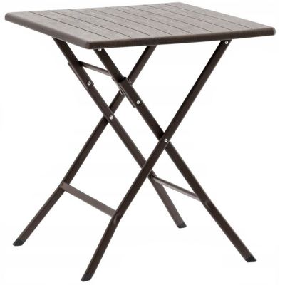 Masa de plastic pliabila, pentru gradina sau balcon, 62x62x73cm, maro imitatie lemn