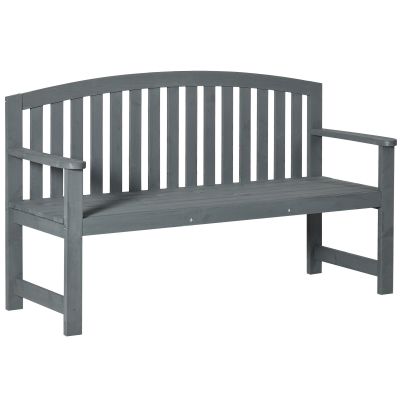Outsunny Bancă de grădină 2 locuri din lemn, bancă rezistentă la intemperii, mobilier de grădină cu spătar, capacitate 240 kg 143 x 51 x 85 cm, Gri | Aosom Romania