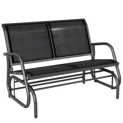 Outsunny Banca tip Leagan 2Locuri in Metal, Negru, 123x70x87cm | Aosom Romania
