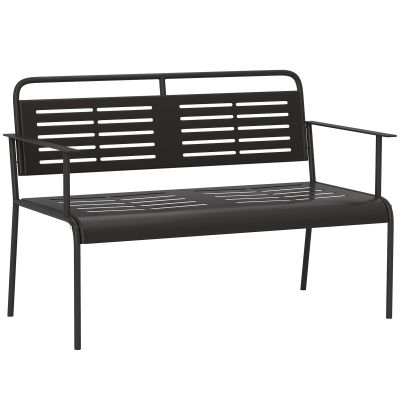 Outsunny -locuri bancă de grădină, rezistentă la intemperii bancă, rezistentă la apă mobilier de grădină cu spătar & Armlehnen 121 x 64 x 84cm, Negru | Aosom Romania