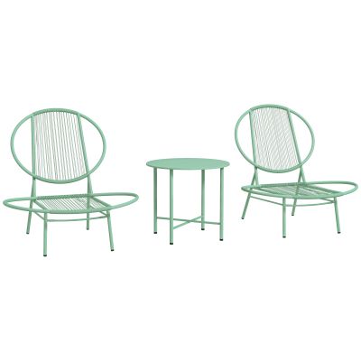 Outsunny Set bistro 3 piese din polyratan rezistent la intemperii, set mobilier de grădină cu masă bistro, scaune de grădină în formă de scoică, Verde | Aosom Romania