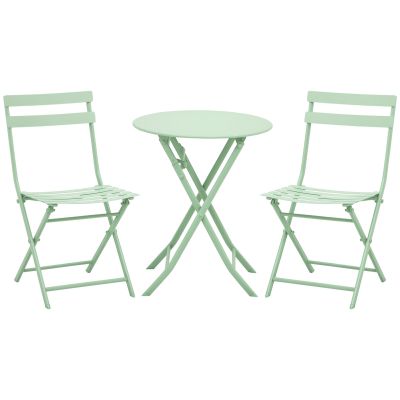Outsunny Set de Mobilier de Grădină pentru 2 Persoane Masă Bistrou cu 2 Scaune pentru Curte Grădină Pliabil Verde | Aosom Romania