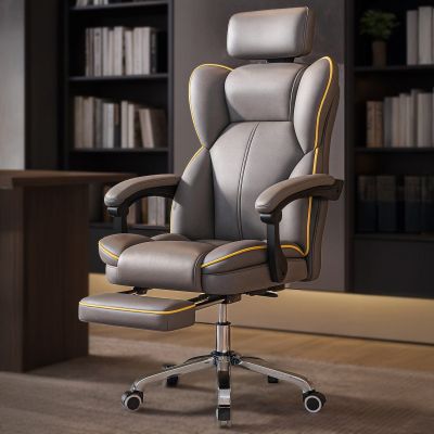 Scaun Birou Ergonomic cu Spatar Inalt si Suport Lombar, Tetiera Ergonomica, Suport Picioare, Tapiterie din Material Textil, Baza Rezistenta, Perna Moale, Rotativ 360°, Unisex, Gri - Default Title