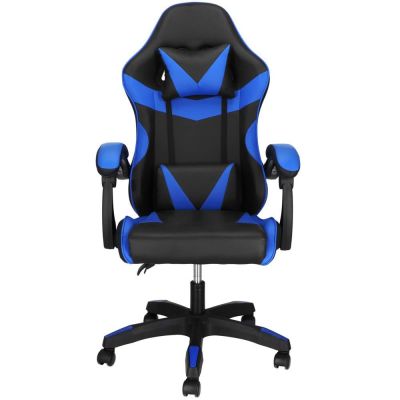 Scaun birou gaming ergonomic suport lombar tetiera rotire 360, 114-123x55x50 cm, negru albastru