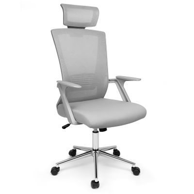 Scaun de Birou, Dr.Home Pixy XL, Suport Lombar, Tetiera, Mesh - Gri