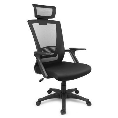 Scaun de Birou, Dr.Home Pixy XL, Suport Lombar, Tetiera, Mesh - Negru