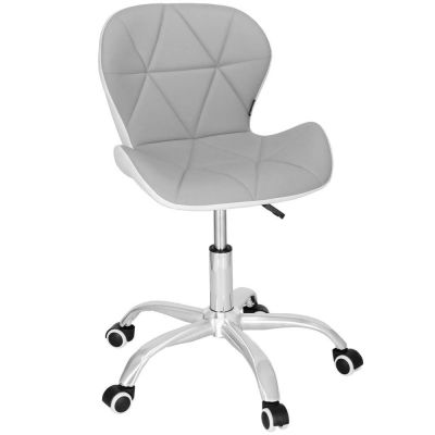 Scaun birou ergonomic tapitat piele ecologica rotativ 120 kg, reglabil inaltime, alb gri