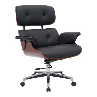 Scaun de birou manager Kobane baza neagra pu-crom, 84x75x114 cm