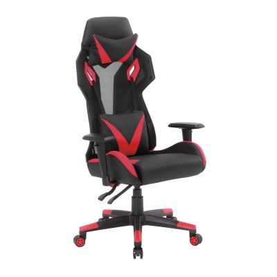 Scaun de gaming RACER, inaltime reglabila 46-56 cm, piele ecologica, negru rosu