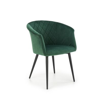 Scaun elegant Velvet Green, tapiterie catifea, picioare metal, design clasic, 62x53x78x47 cm