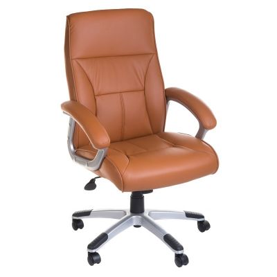 Scaun ergonomic maro, manere confortabile, spuma si piele ecologica, roti pivotante, roti pivotante