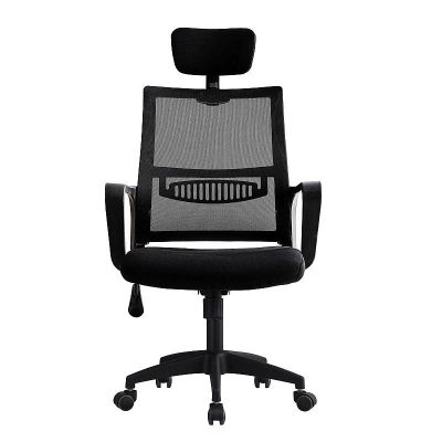 Scaun ergonomic rotativ, inaltime reglabila, tetiera integrata, mesh si burete, 48.5x50x118 cm, negru