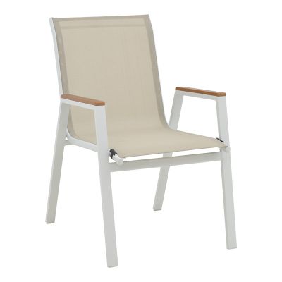 Scaun exterior Azelie Gri inchis tex Marone-picioare de aluminiu Gri inchis-brate din lemn de fag, 77x55x94 cm