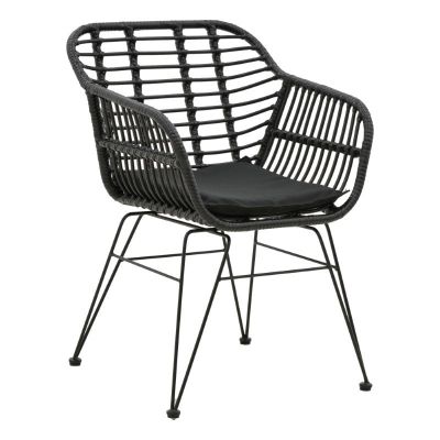 Scaun exterior Naoki, Negru, 55x58x79 cm