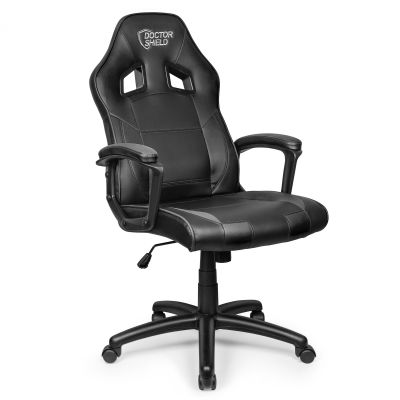 Scaun Gaming Profesional Dr.Shield Level, Cadru Otel, Piele Sintetica - Negru/ Negru