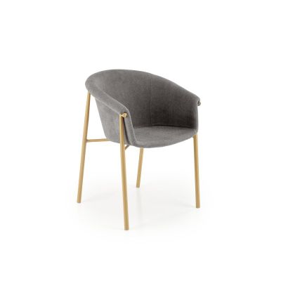 Scaun living, stil scandinav, picioare metalice, 59x56x80x46 cm, tesatura textila, gri