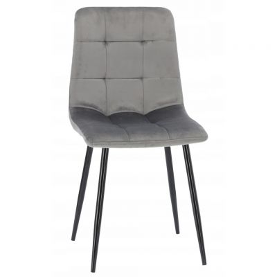 Scaun living tapitat cu catifea, spatar matlasat, 44x54x89 cm, gri