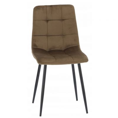 Scaun living tapitat cu catifea, spatar matlasat, 44x54x89 cm, maro