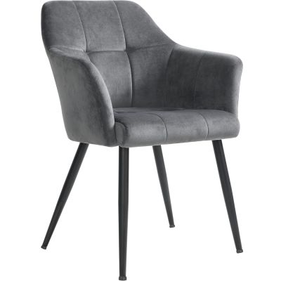 Scaun living tapitat din catifea cu cotiere, sarcina 110 kg, 61x60x87 cm, gri