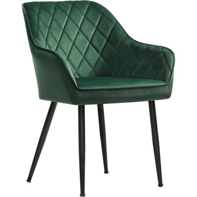 Scaun living tapitat din catifea cu cotiere, sarcina 110 kg, 63x60x85 cm, verde