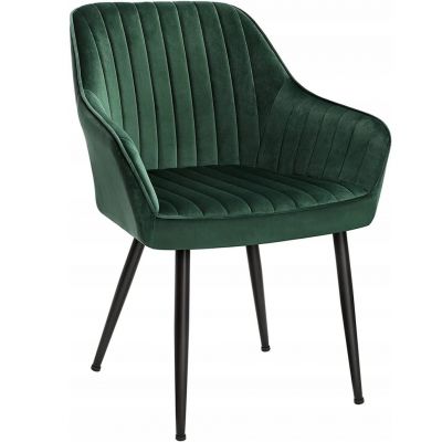 Scaun living tapitat din catifea cu cotiere, sarcina 120 kg, 63x60x85 cm, verde