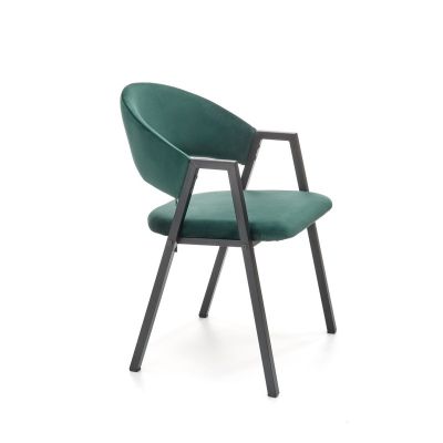 Scaun modern Xonia, amplasare dining, cadru metalic, catifea verde, inaltime 82 cm