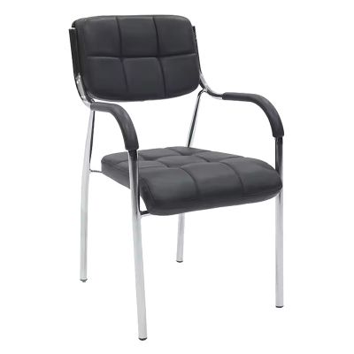Scaun oaspete superposable Otlen negru pu-crom 47x45x87 cm, 45x47 cm