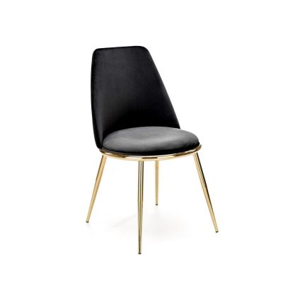 Scaun pentru dining Giselle, catifea neagra, cadru otel cromat, 49x54x84x46 cm