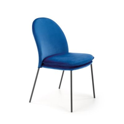 Scaun pentru living, stil modern, inaltime 84 cm, catifea bleumarin, otel