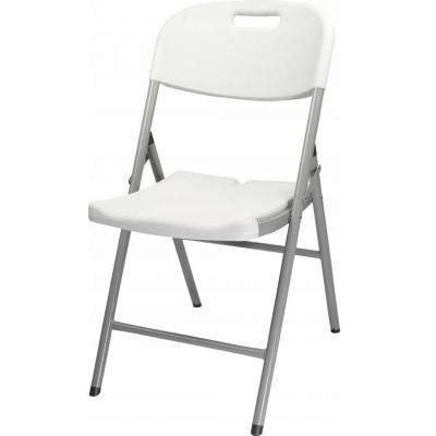 Scaun pliabil 54x46x86 cm, otel si HDPE, antiderapant, alb