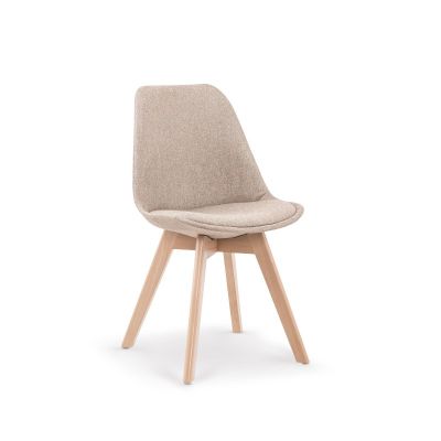 Scaun scandinav pentru interior, cadru lemn, tapiterie material textil, bej