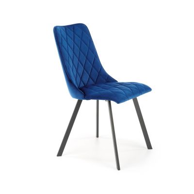 Scaun scandinav Singapore, tapitat cu catifea bleumarin, baza metalica, 44x58x85x47 cm