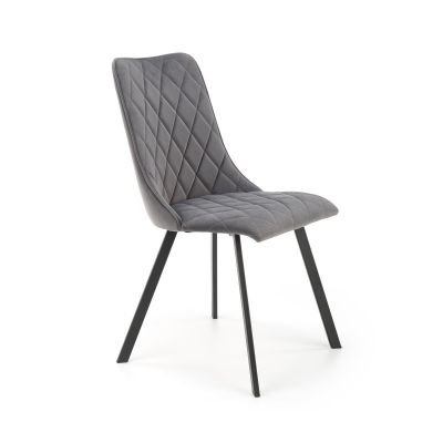 Scaun Singapore, design scandinav, catifea gri, cadru otel, 44x58x85x47 cm
